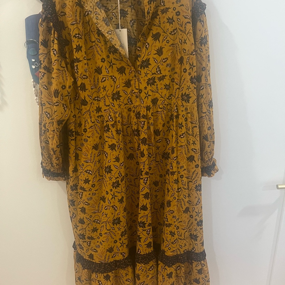 Universal Thread Mustard Floral Long Sleeve Dress - Fall Romance